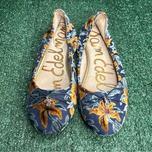 Sam Edelman Felicia Ballet Flat Women US 8.5 M Floral Textile Shoes Fabric